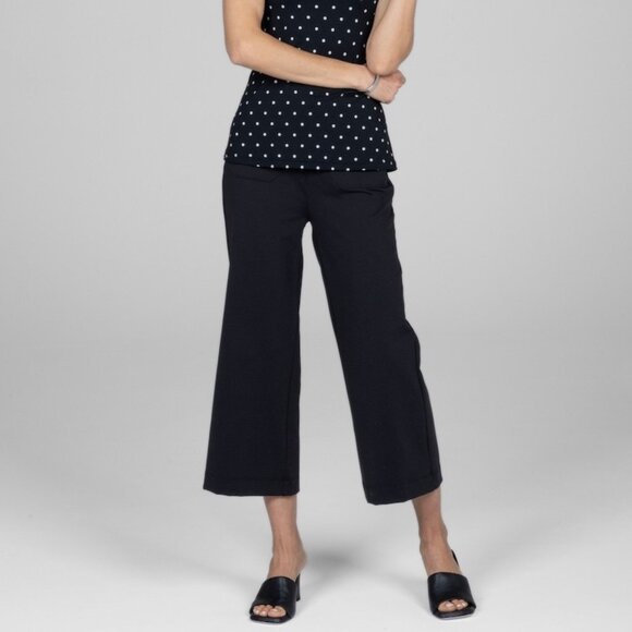 Black Cropped Patch Pocket Wide Leg Pants - Picture 4 of 5